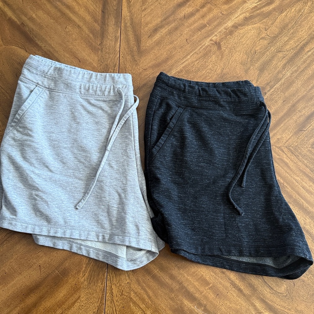 Lot of 2 Women’s 32 Degrees Heathered Black+Gray Athletic Shorts Drawstring XXL